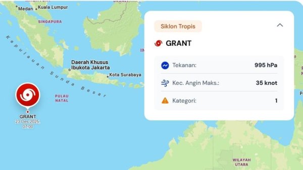 Siklon Tropis Grant Terbentuk di Samudra Hindia, BMKG Ingatkan Potensi Gelombang Tinggi