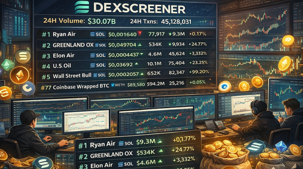 Transaksi DEXSCREENER Tembus US$30 Miliar, Solana Dominasi Perdagangan Harian
