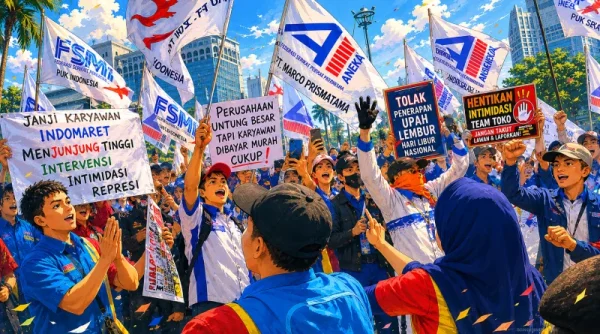 Buruh Indomaret Protes Penghapusan Upah Lembur Hari Libur